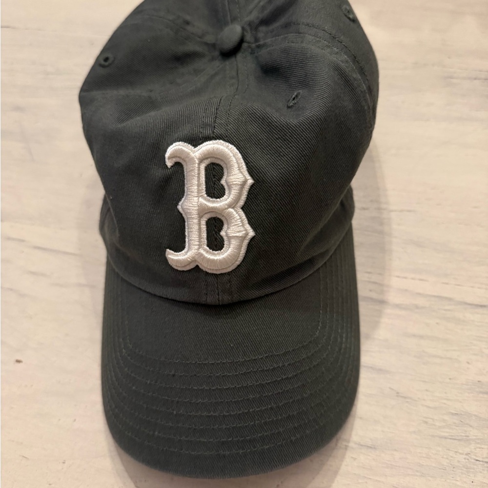 47 Brand Olive Green Cap with White Logo. Boston Redsox.